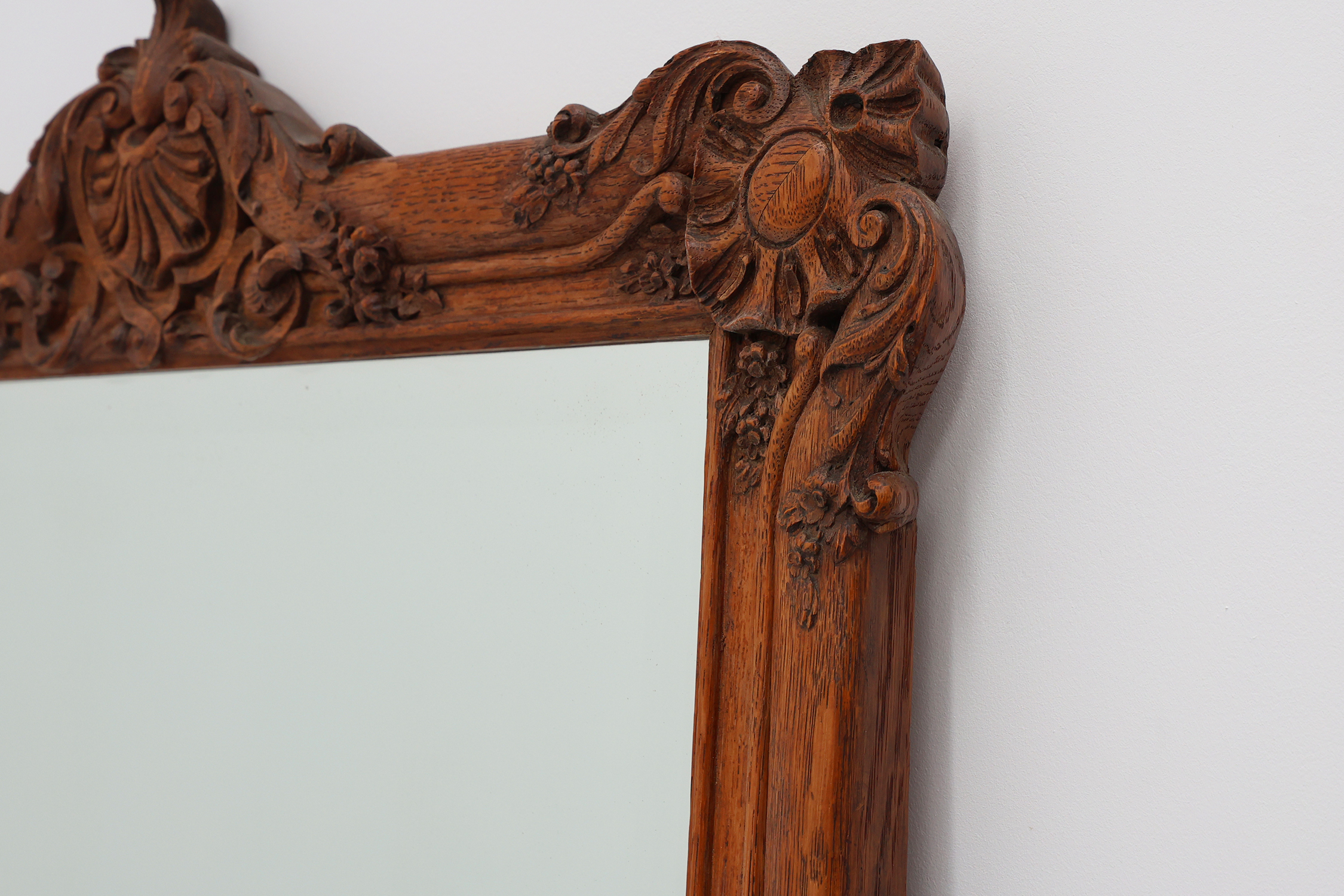 Baroque carved wooden beveled mirror in Louis XV style, France 1900sthumbnail